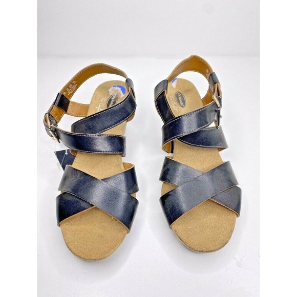 Dr Scholls Sandals Size 6.5 M BRACKET Women's Wedge True Comfort Black Strap - Picture 3 of 5